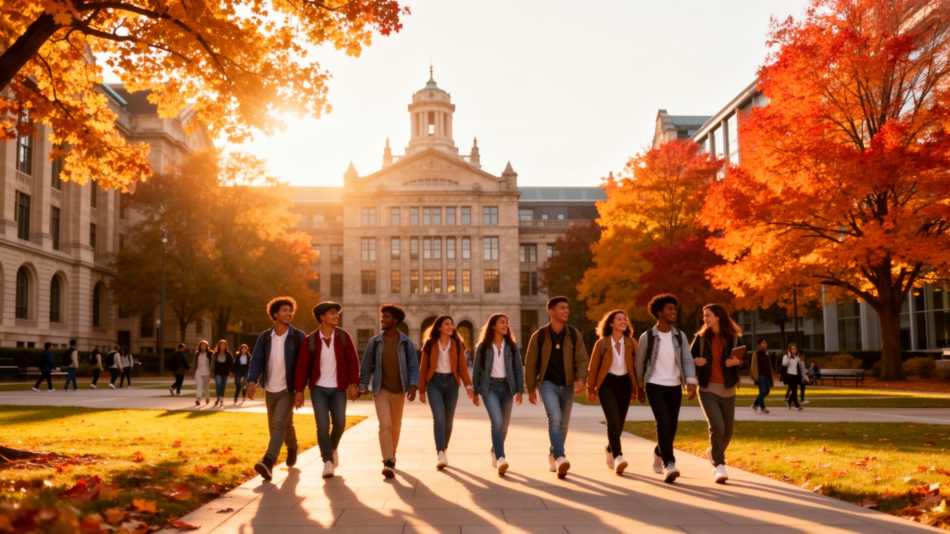 Students walking on campus